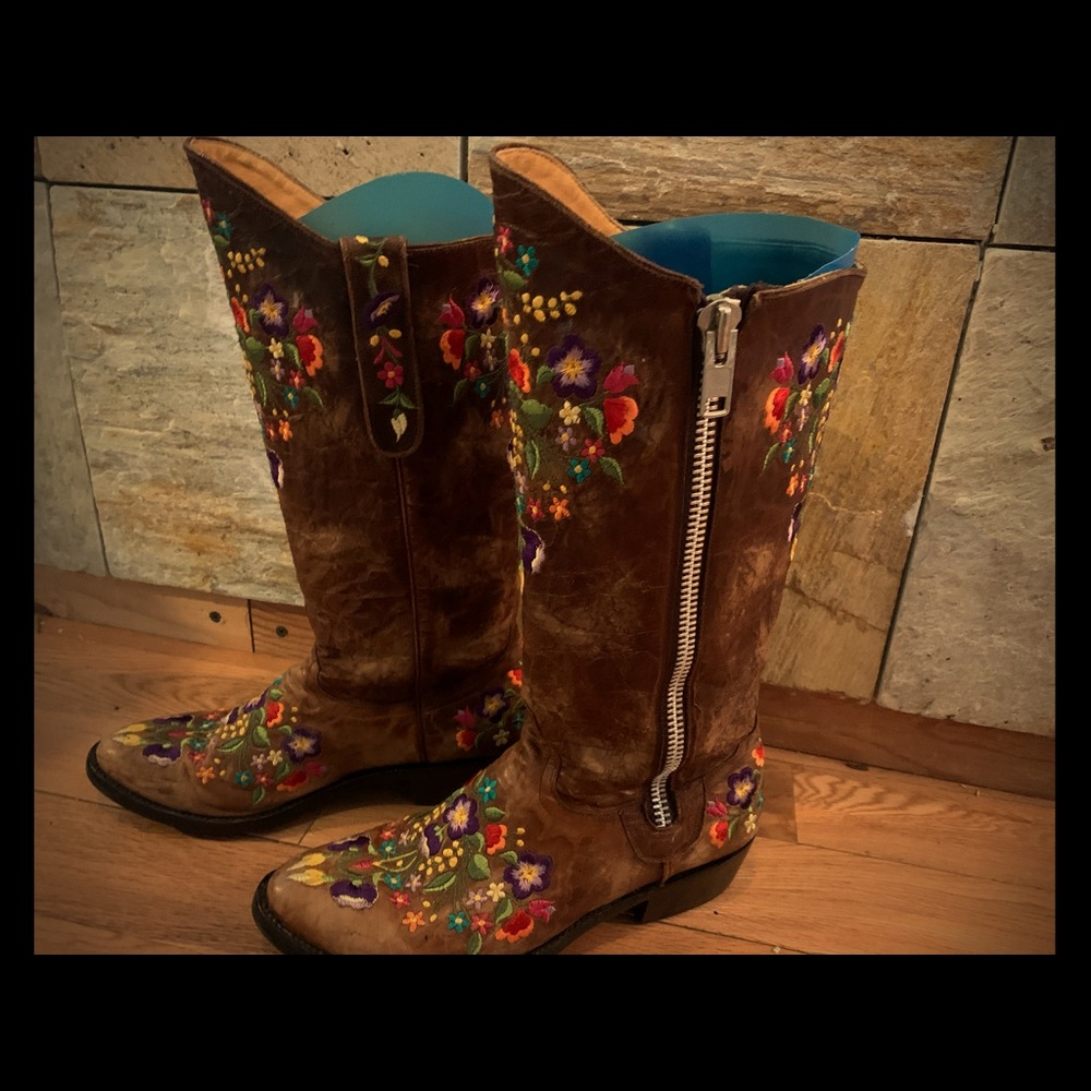 Old Gringo Mexicana Floral Leather Boots Sz 9.5 US